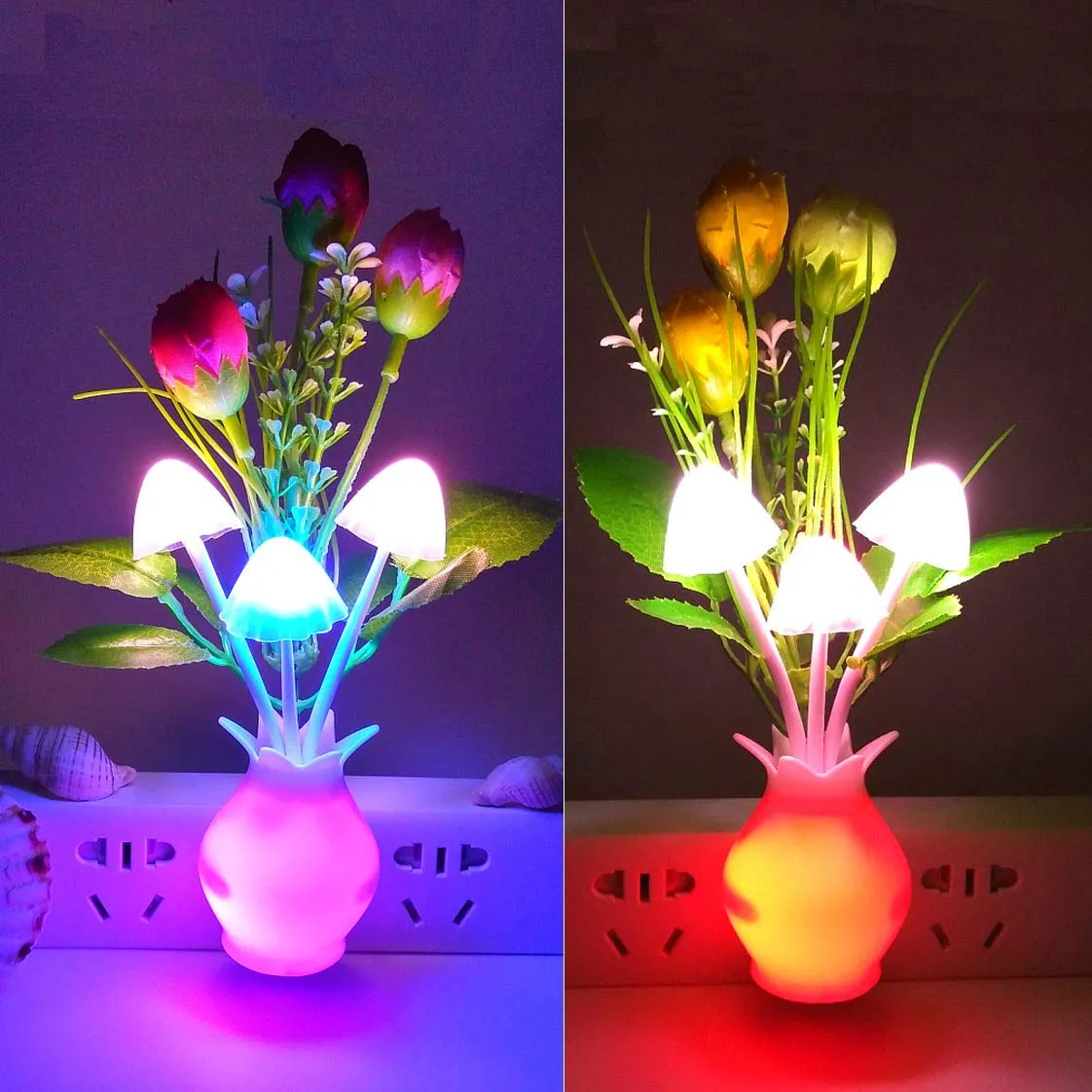 Mashroom LED Light Day/Night Sensor With Rose