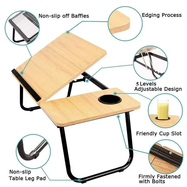Foldable Double Head Laptop Table